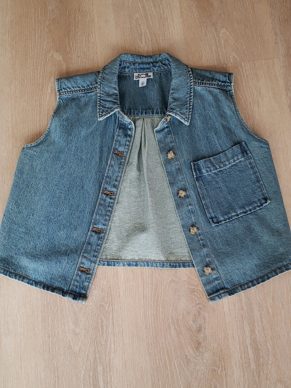 Women's Sleeveless Denim Vest - Blue Size M